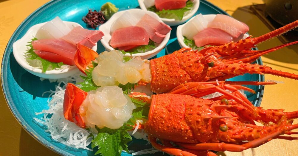 Lobster and fresh fish sashimi